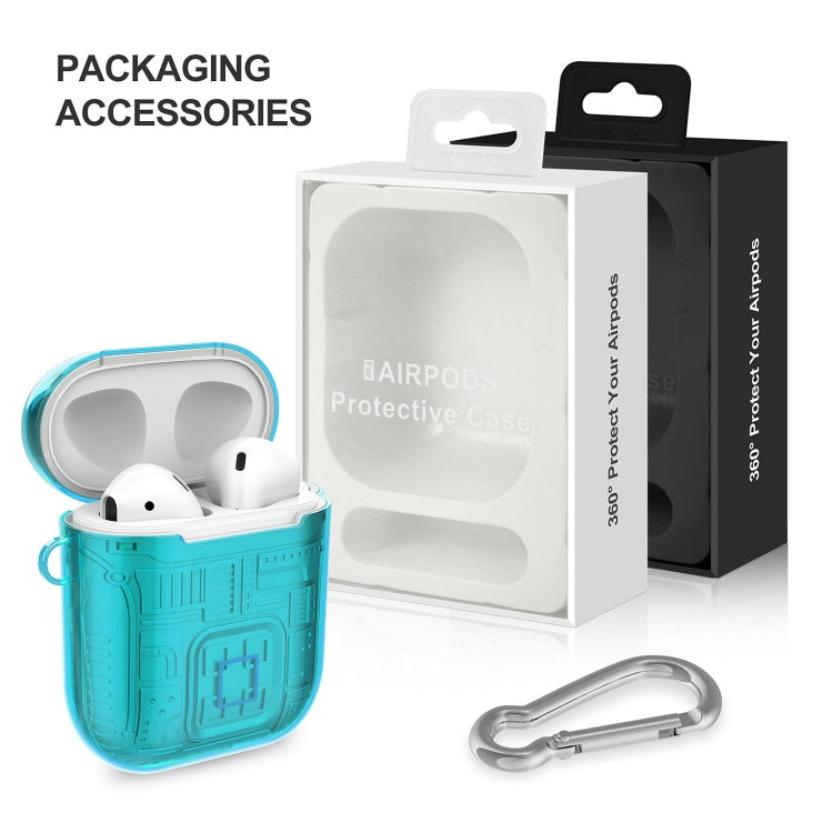 For Apple AirPods 1 PC + TPU Mars Translucent Armor Textured Earphone Protective Case with Anti-lost Buckle, Support Wireless Charging