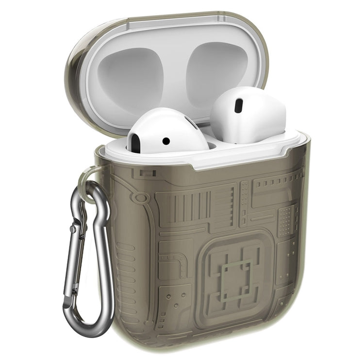 For Apple AirPods 1 PC + TPU Mars Translucent Armor Textured Earphone Protective Case with Anti-lost Buckle, Support Wireless Charging