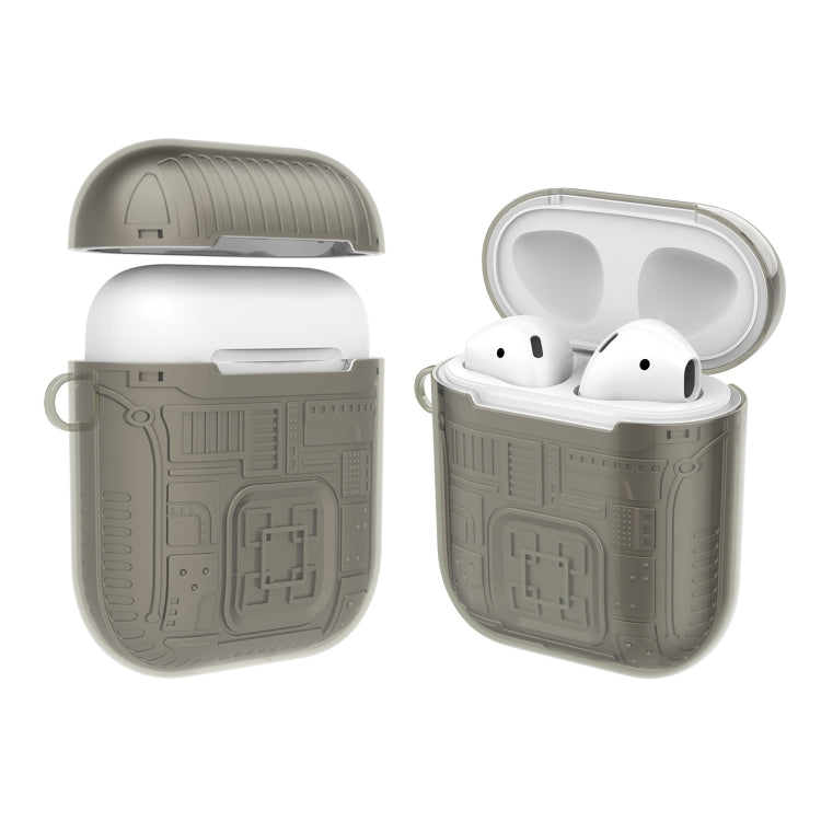 For Apple AirPods 1 PC + TPU Mars Translucent Armor Textured Earphone Protective Case with Anti-lost Buckle, Support Wireless Charging
