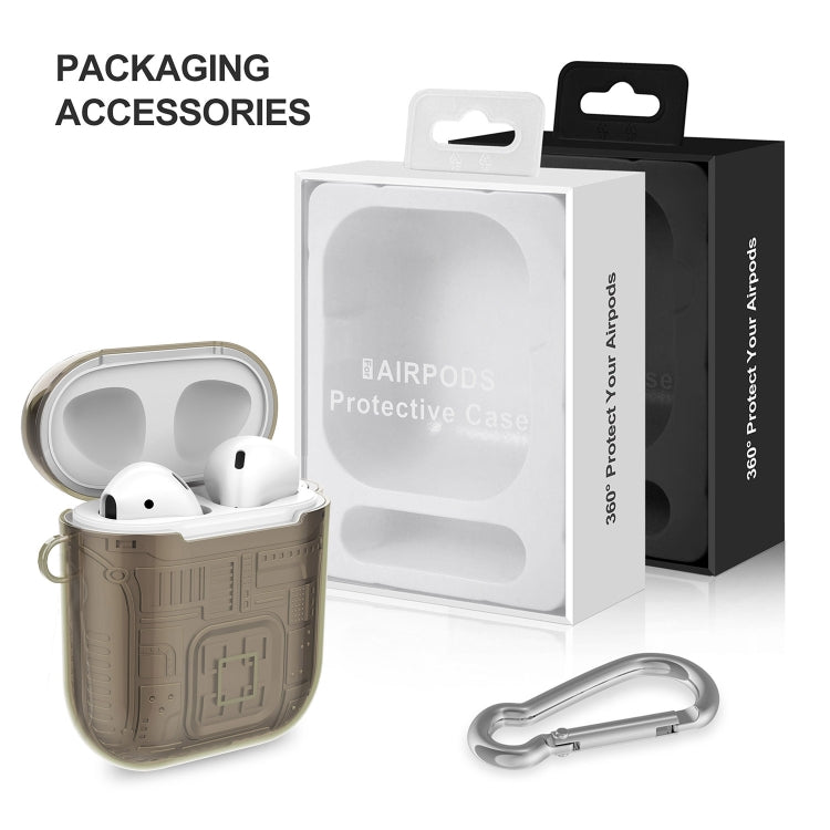 For Apple AirPods 1 PC + TPU Mars Translucent Armor Textured Earphone Protective Case with Anti-lost Buckle, Support Wireless Charging