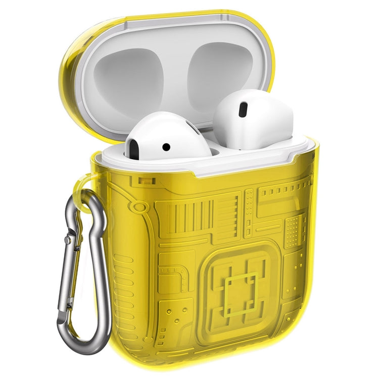 For Apple AirPods 1 PC + TPU Mars Translucent Armor Textured Earphone Protective Case with Anti-lost Buckle, Support Wireless Charging