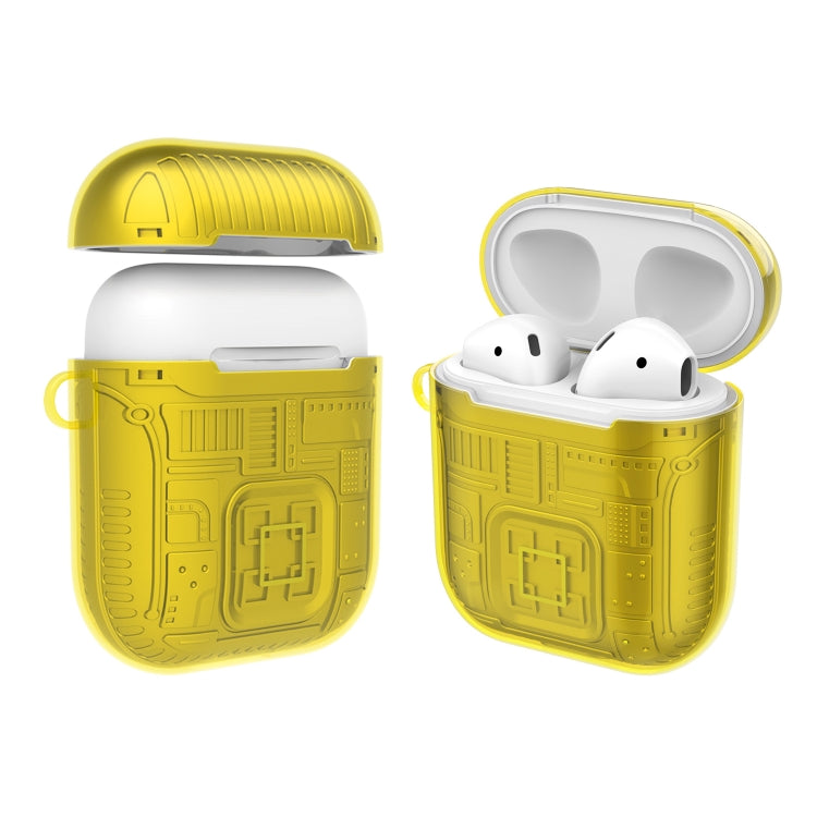 For Apple AirPods 1 PC + TPU Mars Translucent Armor Textured Earphone Protective Case with Anti-lost Buckle, Support Wireless Charging