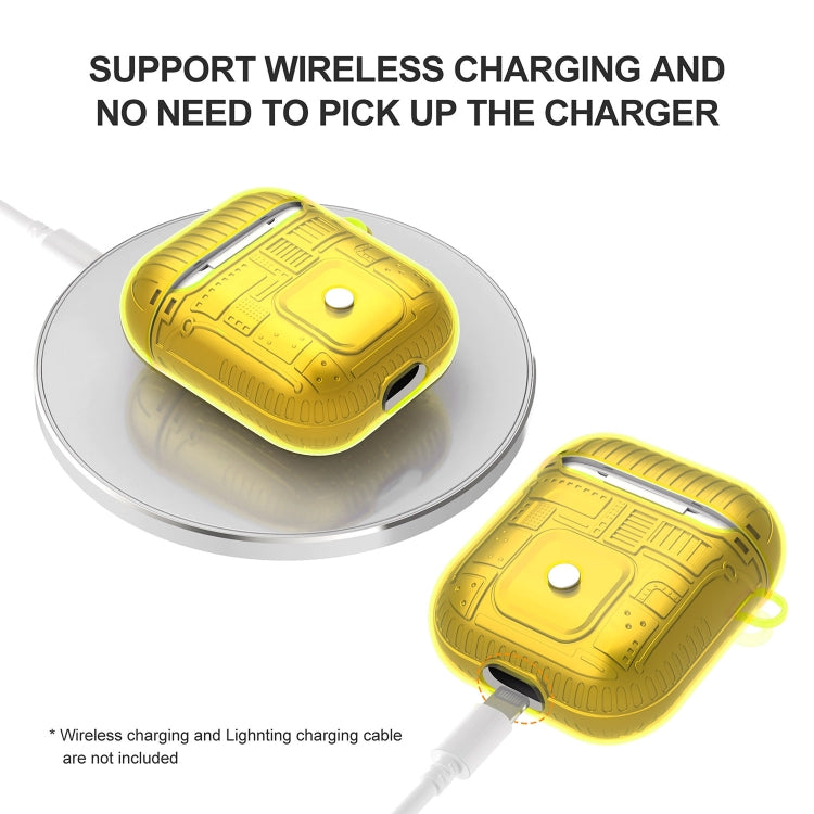 For Apple AirPods 1 PC + TPU Mars Translucent Armor Textured Earphone Protective Case with Anti-lost Buckle, Support Wireless Charging