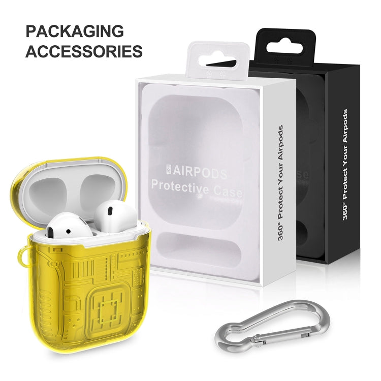 For Apple AirPods 1 PC + TPU Mars Translucent Armor Textured Earphone Protective Case with Anti-lost Buckle, Support Wireless Charging