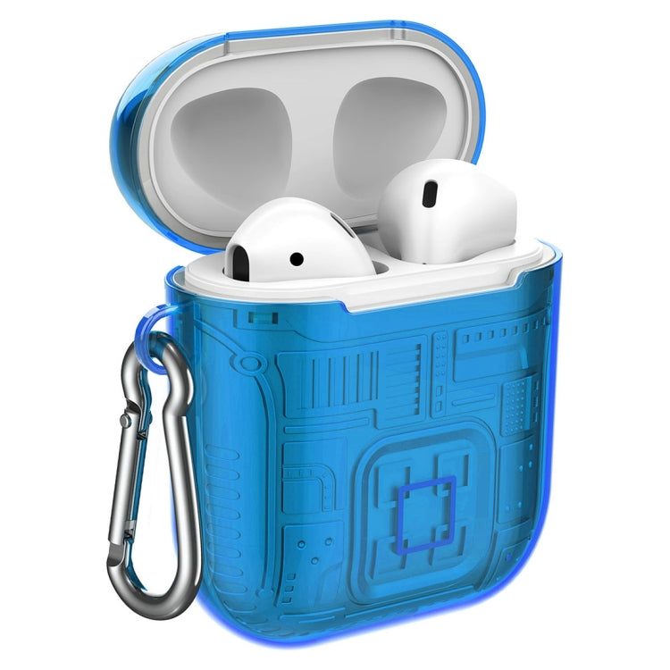 For Apple AirPods 1 PC + TPU Mars Translucent Armor Textured Earphone Protective Case with Anti-lost Buckle, Support Wireless Charging