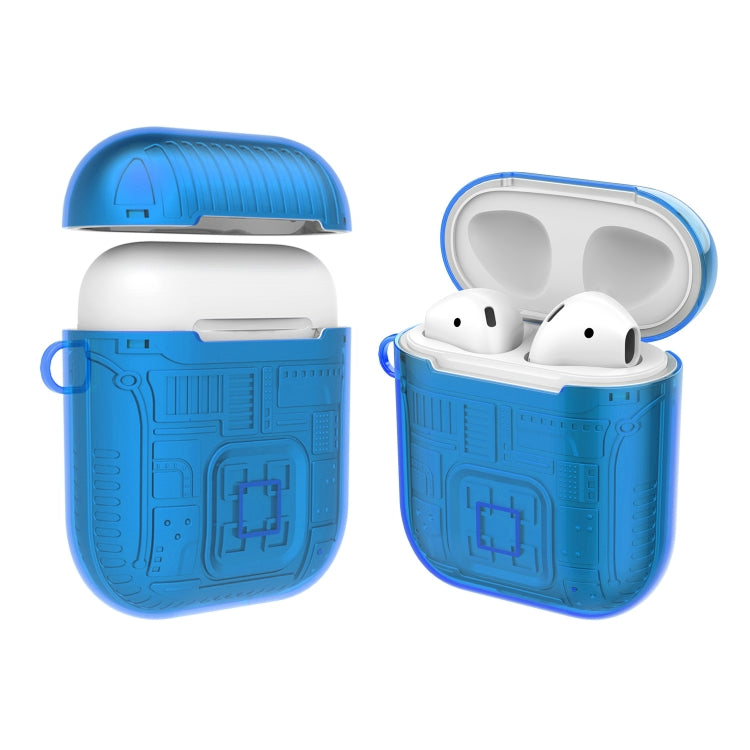 For Apple AirPods 1 PC + TPU Mars Translucent Armor Textured Earphone Protective Case with Anti-lost Buckle, Support Wireless Charging