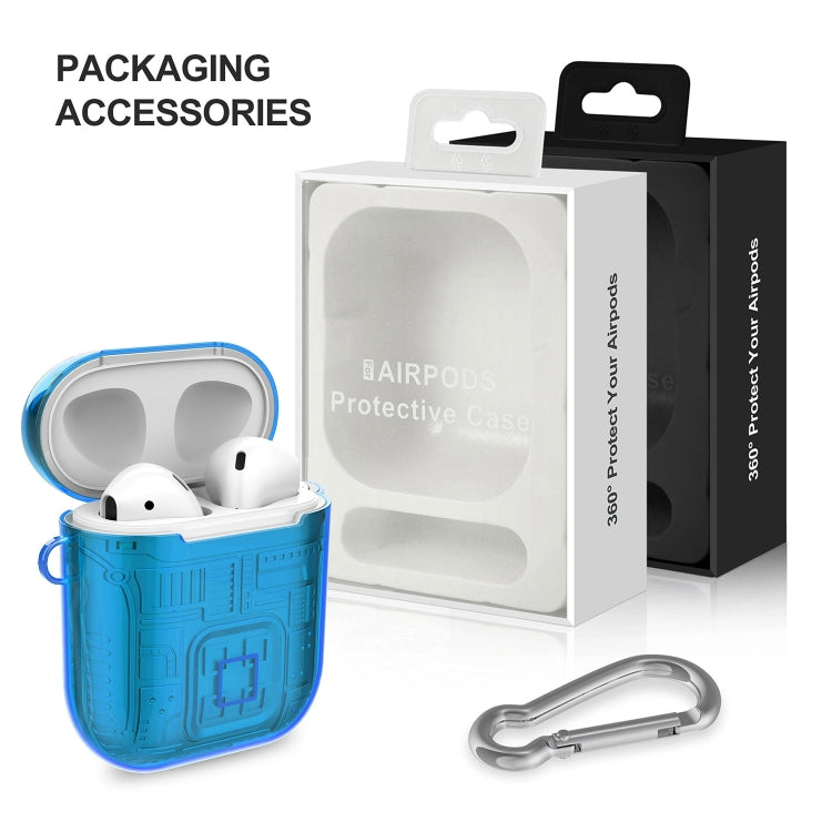For Apple AirPods 1 PC + TPU Mars Translucent Armor Textured Earphone Protective Case with Anti-lost Buckle, Support Wireless Charging