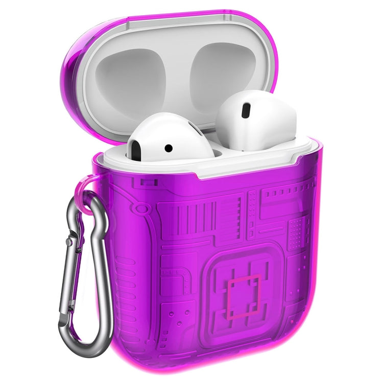 For Apple AirPods 1 PC + TPU Mars Translucent Armor Textured Earphone Protective Case with Anti-lost Buckle, Support Wireless Charging