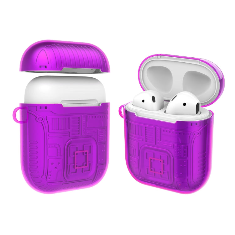 For Apple AirPods 1 PC + TPU Mars Translucent Armor Textured Earphone Protective Case with Anti-lost Buckle, Support Wireless Charging