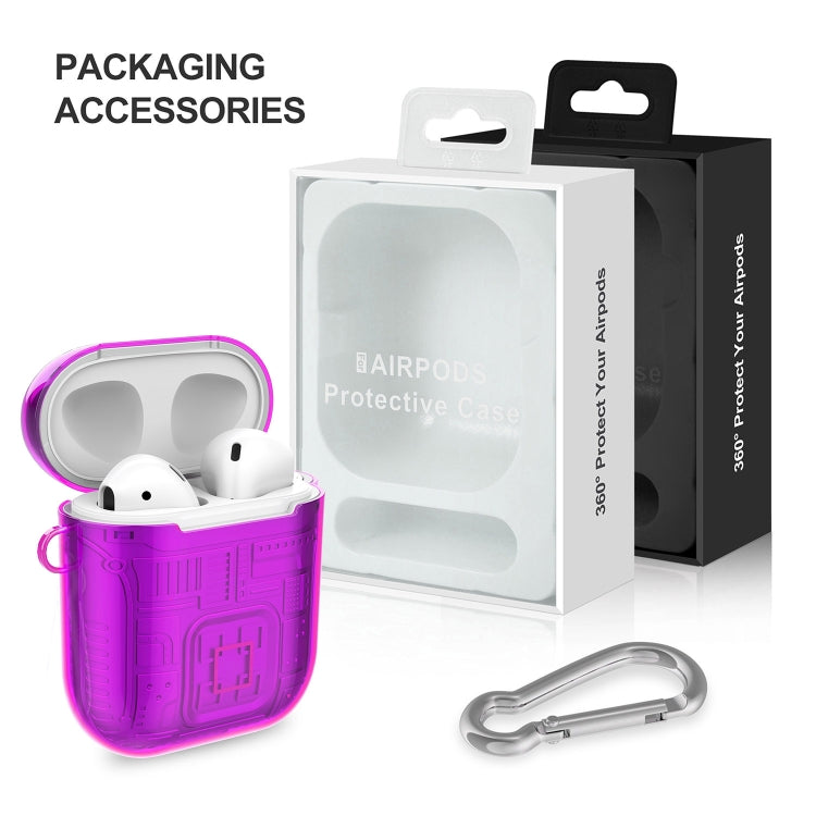 For Apple AirPods 1 PC + TPU Mars Translucent Armor Textured Earphone Protective Case with Anti-lost Buckle, Support Wireless Charging