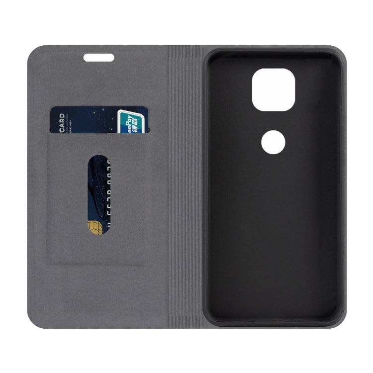Motorola Moto G Power (2021) Canvas Three-color Stitching Business Horizontal Flip Leather Case with Holder & Card Slot(Black)