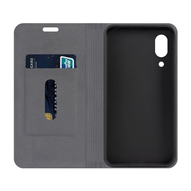 For Sharp Android One S7 Canvas Three-color Stitching Business Horizontal Flip Leather Case with Holder & Card Slot(Black)