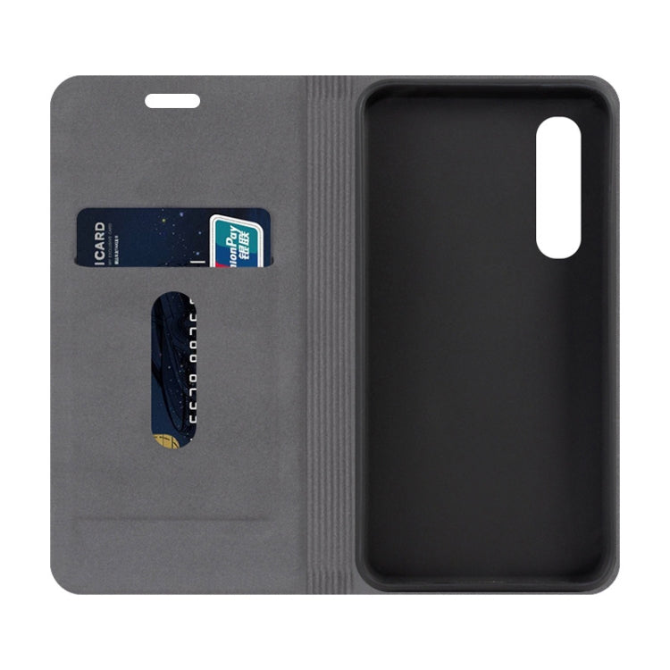 For Sharp Aquos Zero 5G Basic Canvas Three-color Stitching Business Horizontal Flip Leather Case with Holder & Card Slot