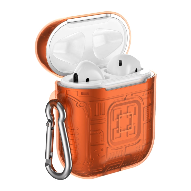 For Apple AirPods 2 PC + TPU Mars Translucent Armor Textured Earphone Protective Case with Anti-lost Buckle, Support Wireless Charging