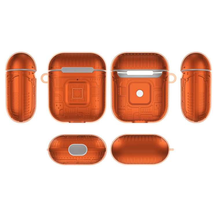 For Apple AirPods 2 PC + TPU Mars Translucent Armor Textured Earphone Protective Case with Anti-lost Buckle, Support Wireless Charging