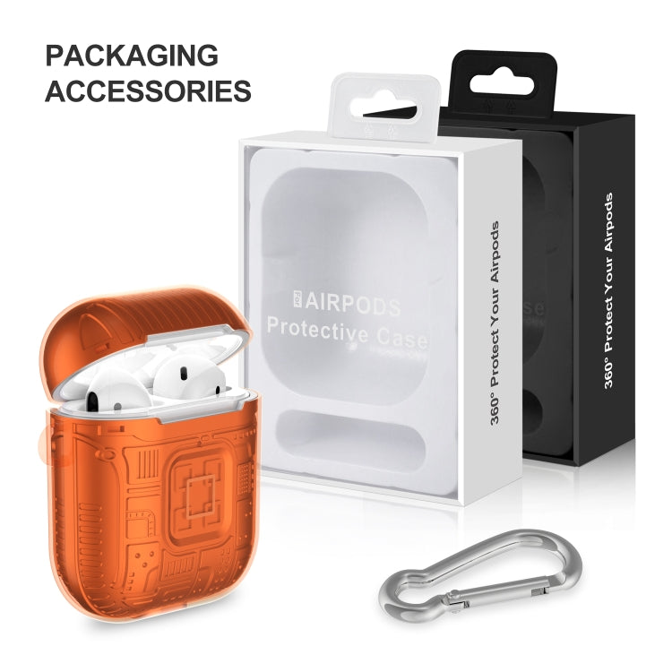 For Apple AirPods 2 PC + TPU Mars Translucent Armor Textured Earphone Protective Case with Anti-lost Buckle, Support Wireless Charging