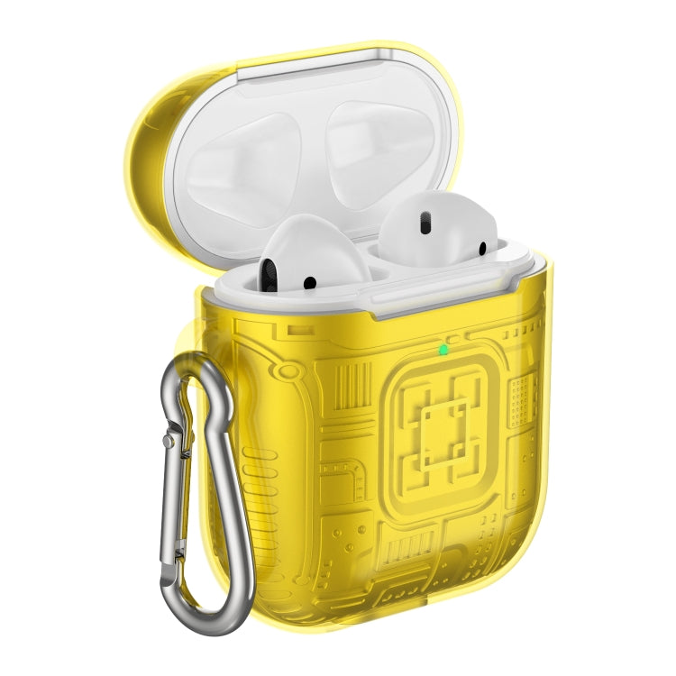 For Apple AirPods 2 PC + TPU Mars Translucent Armor Textured Earphone Protective Case with Anti-lost Buckle, Support Wireless Charging