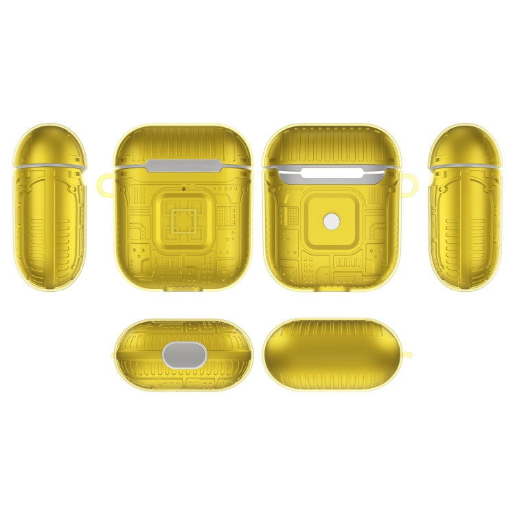 For Apple AirPods 2 PC + TPU Mars Translucent Armor Textured Earphone Protective Case with Anti-lost Buckle, Support Wireless Charging