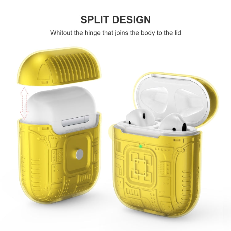 For Apple AirPods 2 PC + TPU Mars Translucent Armor Textured Earphone Protective Case with Anti-lost Buckle, Support Wireless Charging