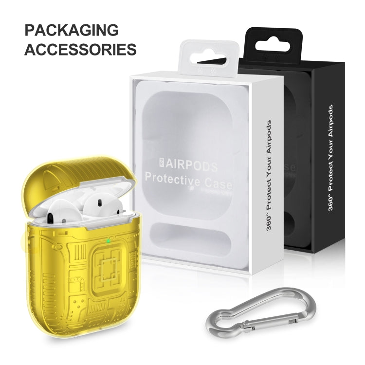 For Apple AirPods 2 PC + TPU Mars Translucent Armor Textured Earphone Protective Case with Anti-lost Buckle, Support Wireless Charging