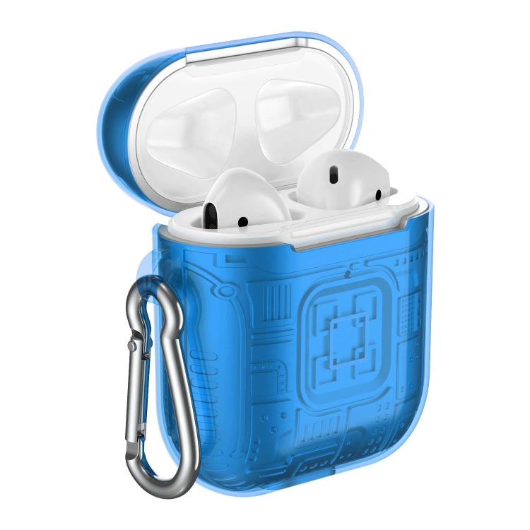 For Apple AirPods 2 PC + TPU Mars Translucent Armor Textured Earphone Protective Case with Anti-lost Buckle, Support Wireless Charging