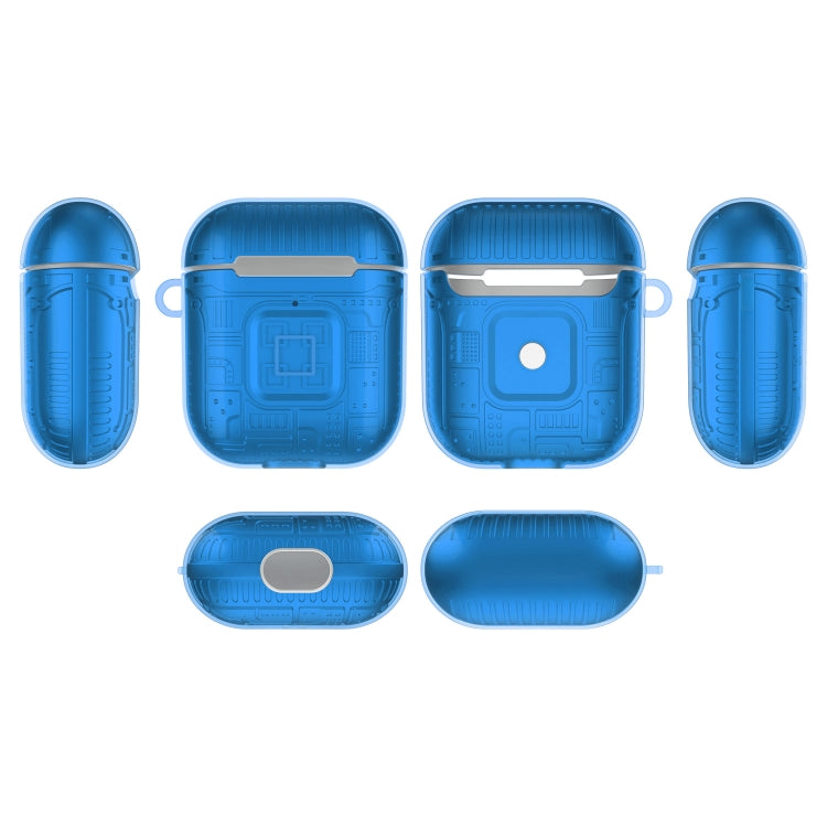 For Apple AirPods 2 PC + TPU Mars Translucent Armor Textured Earphone Protective Case with Anti-lost Buckle, Support Wireless Charging