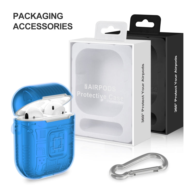 For Apple AirPods 2 PC + TPU Mars Translucent Armor Textured Earphone Protective Case with Anti-lost Buckle, Support Wireless Charging