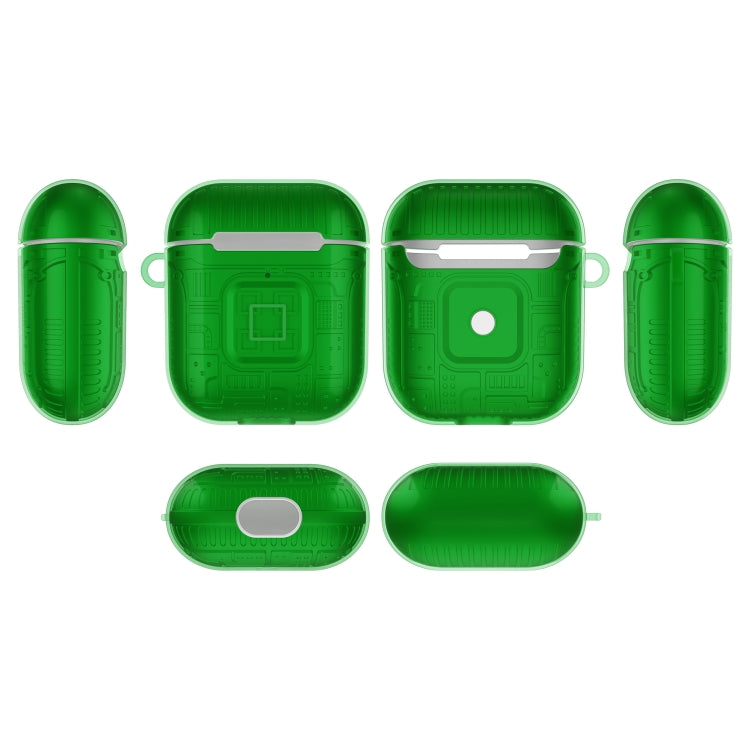 For Apple AirPods 2 PC + TPU Mars Translucent Armor Textured Earphone Protective Case with Anti-lost Buckle, Support Wireless Charging