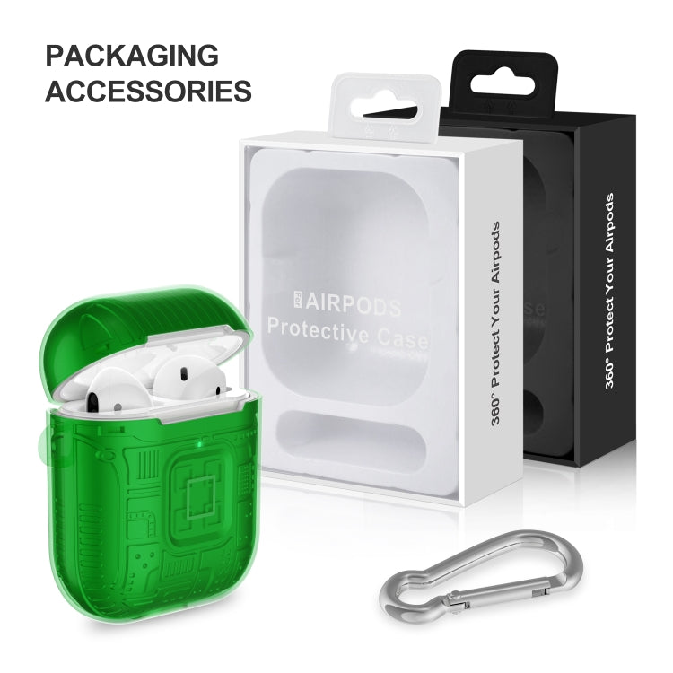 For Apple AirPods 2 PC + TPU Mars Translucent Armor Textured Earphone Protective Case with Anti-lost Buckle, Support Wireless Charging