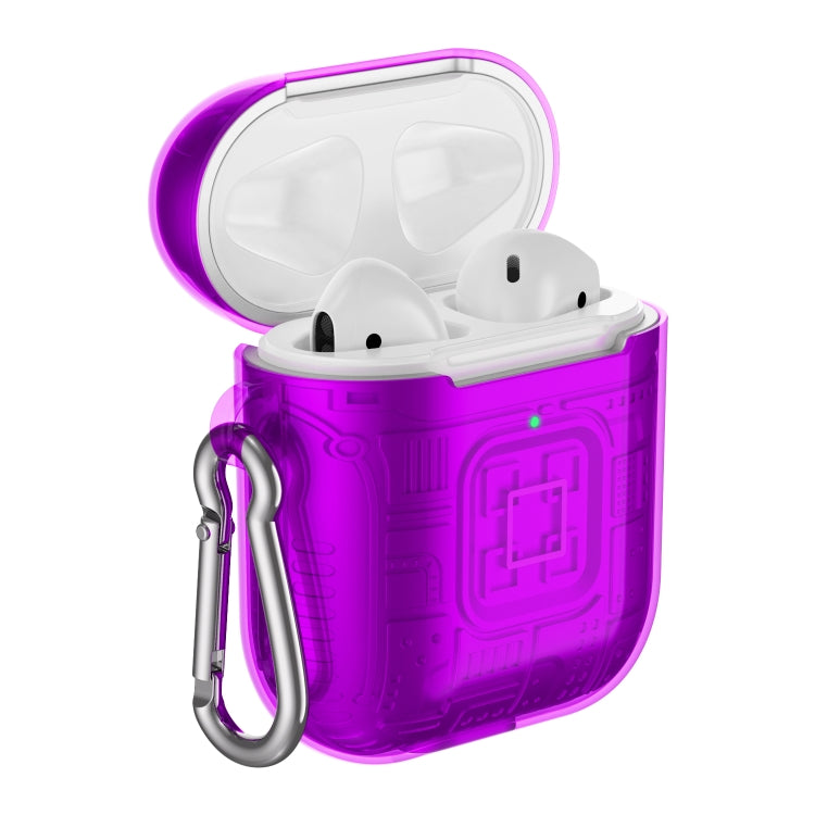 For Apple AirPods 2 PC + TPU Mars Translucent Armor Textured Earphone Protective Case with Anti-lost Buckle, Support Wireless Charging
