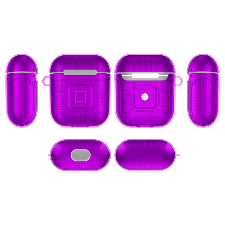For Apple AirPods 2 PC + TPU Mars Translucent Armor Textured Earphone Protective Case with Anti-lost Buckle, Support Wireless Charging