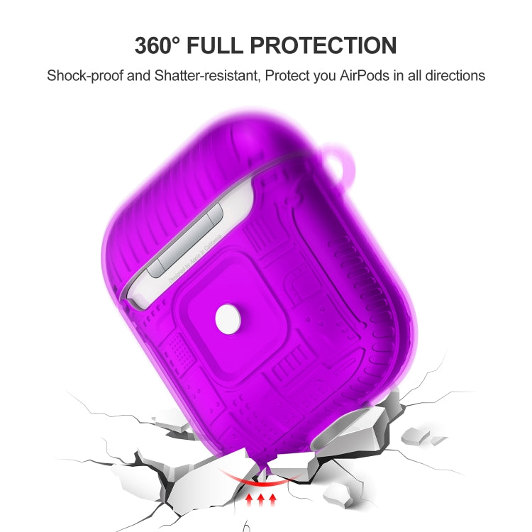 For Apple AirPods 2 PC + TPU Mars Translucent Armor Textured Earphone Protective Case with Anti-lost Buckle, Support Wireless Charging