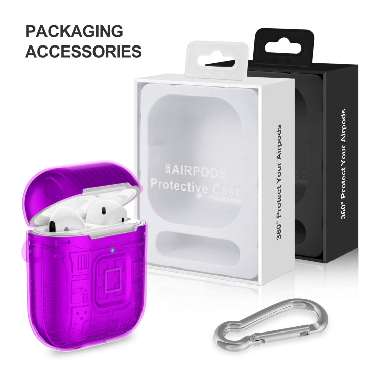 For Apple AirPods 2 PC + TPU Mars Translucent Armor Textured Earphone Protective Case with Anti-lost Buckle, Support Wireless Charging