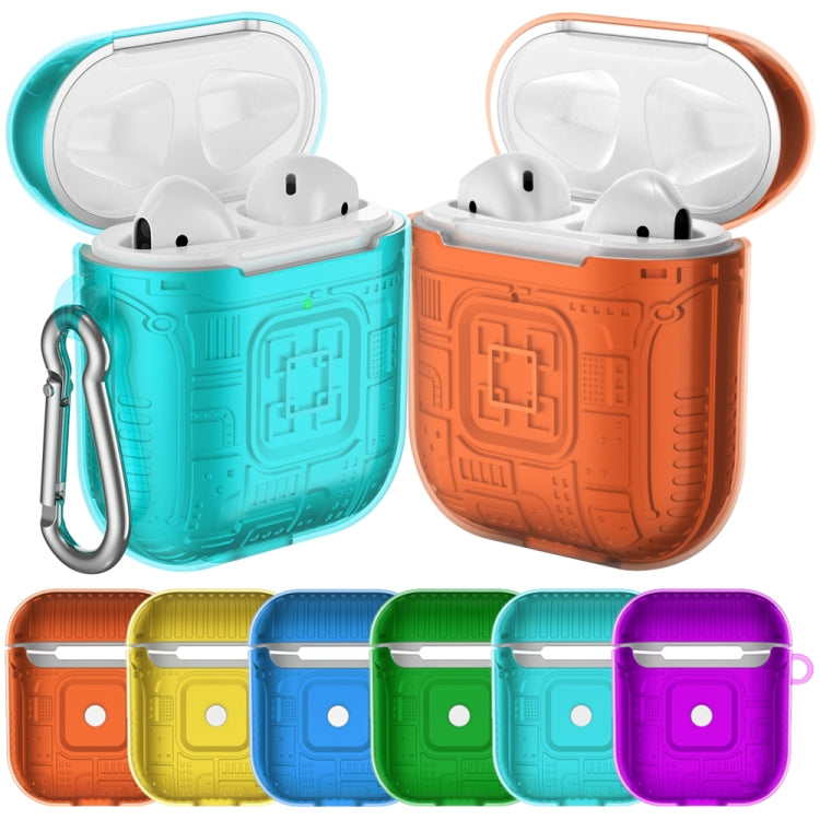 For Apple AirPods 2 PC + TPU Mars Translucent Armor Textured Earphone Protective Case with Anti-lost Buckle, Support Wireless Charging