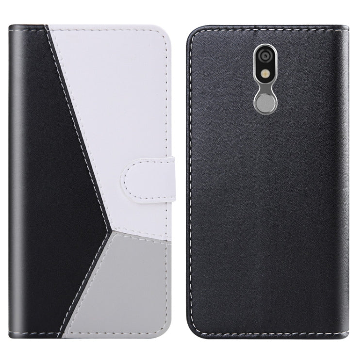 For LG K40 Tricolor Stitching Horizontal Flip TPU + PU Leather Case with Holder & Card Slots & Wallet