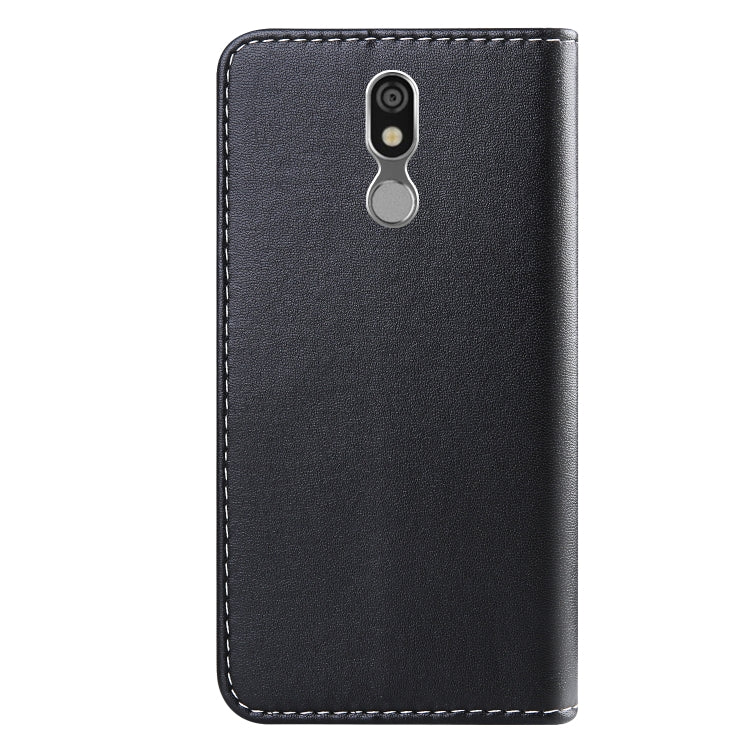 For LG K40 Tricolor Stitching Horizontal Flip TPU + PU Leather Case with Holder & Card Slots & Wallet
