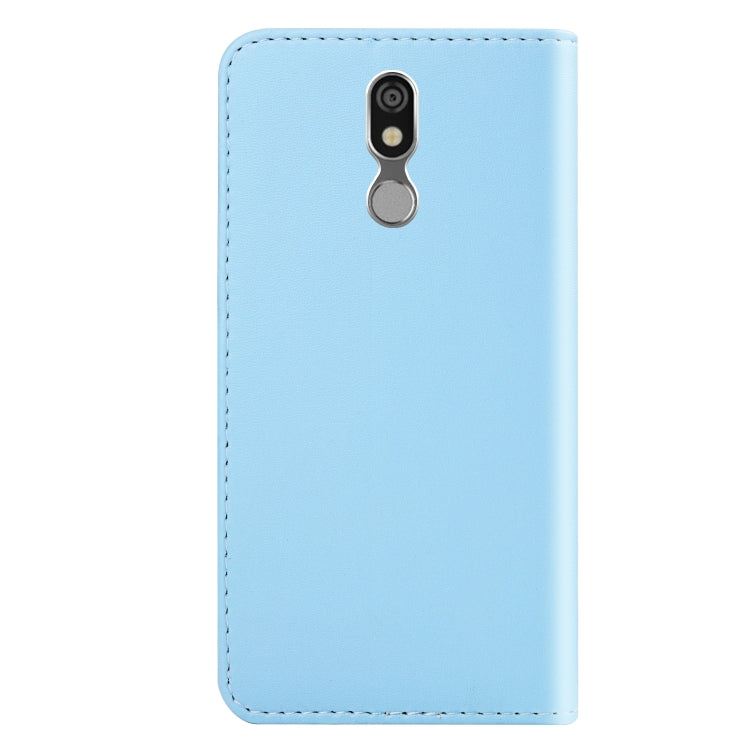 For LG K40 Tricolor Stitching Horizontal Flip TPU + PU Leather Case with Holder & Card Slots & Wallet