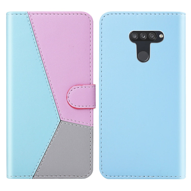 For LG K50 / Q60 Tricolor Stitching Horizontal Flip TPU + PU Leather Case with Holder & Card Slots & Wallet