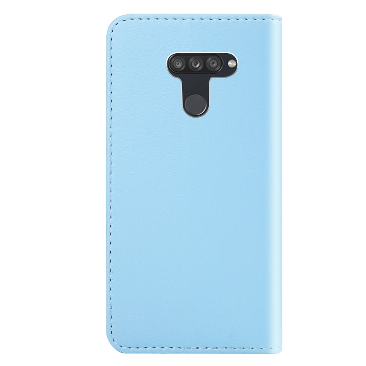 For LG K50 / Q60 Tricolor Stitching Horizontal Flip TPU + PU Leather Case with Holder & Card Slots & Wallet