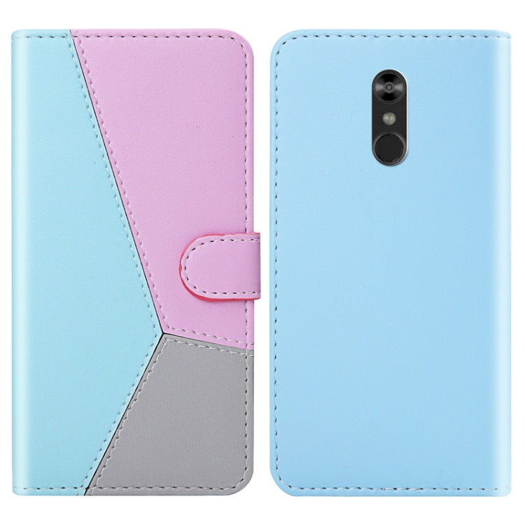 For LG Q Stylo 4 / Q8 Tricolor Stitching Horizontal Flip TPU + PU Leather Case with Holder & Card Slots & Wallet