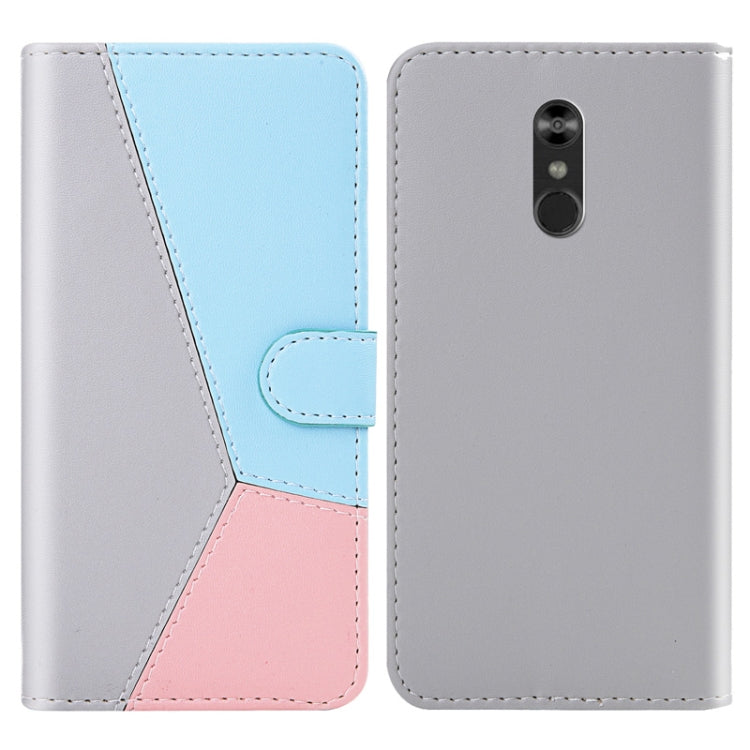 For LG Q Stylo 4 / Q8 Tricolor Stitching Horizontal Flip TPU + PU Leather Case with Holder & Card Slots & Wallet