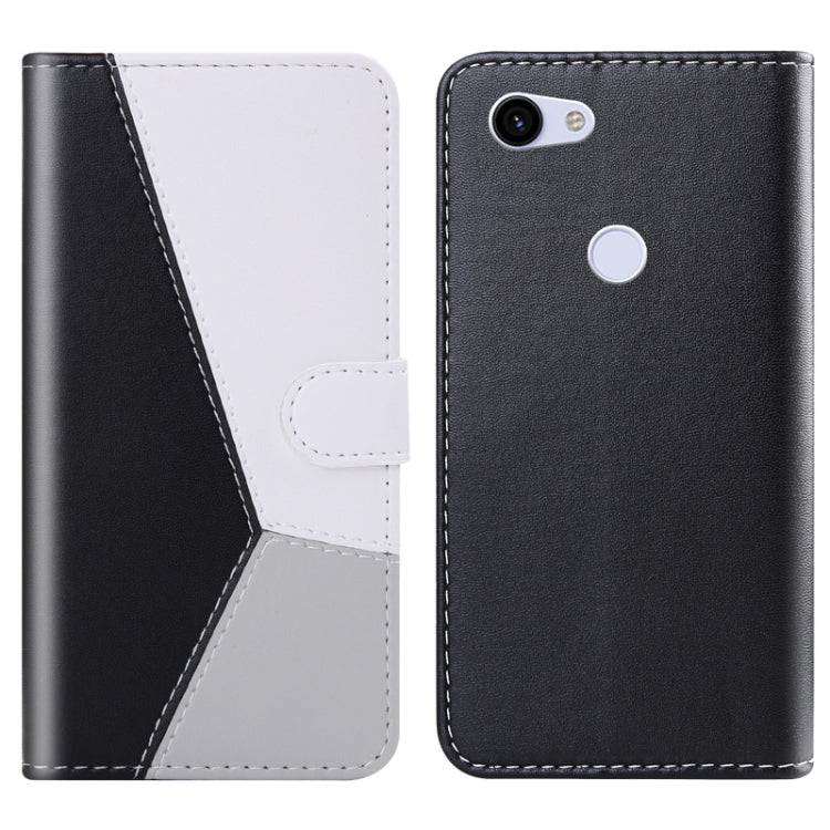 For Google Pixel 3a Tricolor Stitching Horizontal Flip TPU + PU Leather Case with Holder & Card Slots & Wallet