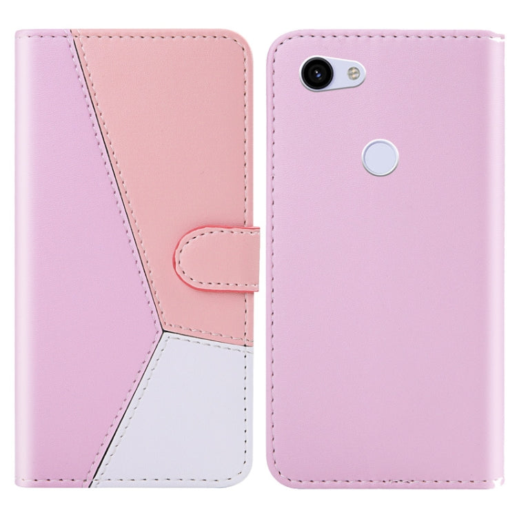 For Google Pixel 3a Tricolor Stitching Horizontal Flip TPU + PU Leather Case with Holder & Card Slots & Wallet