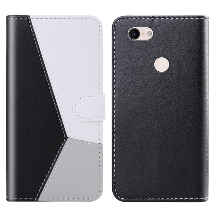 For Google Pixel 3a XL Tricolor Stitching Horizontal Flip TPU + PU Leather Case with Holder & Card Slots & Wallet