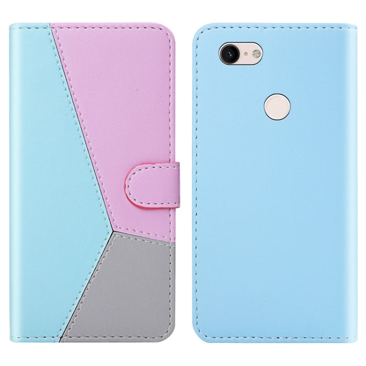 For Google Pixel 3a XL Tricolor Stitching Horizontal Flip TPU + PU Leather Case with Holder & Card Slots & Wallet