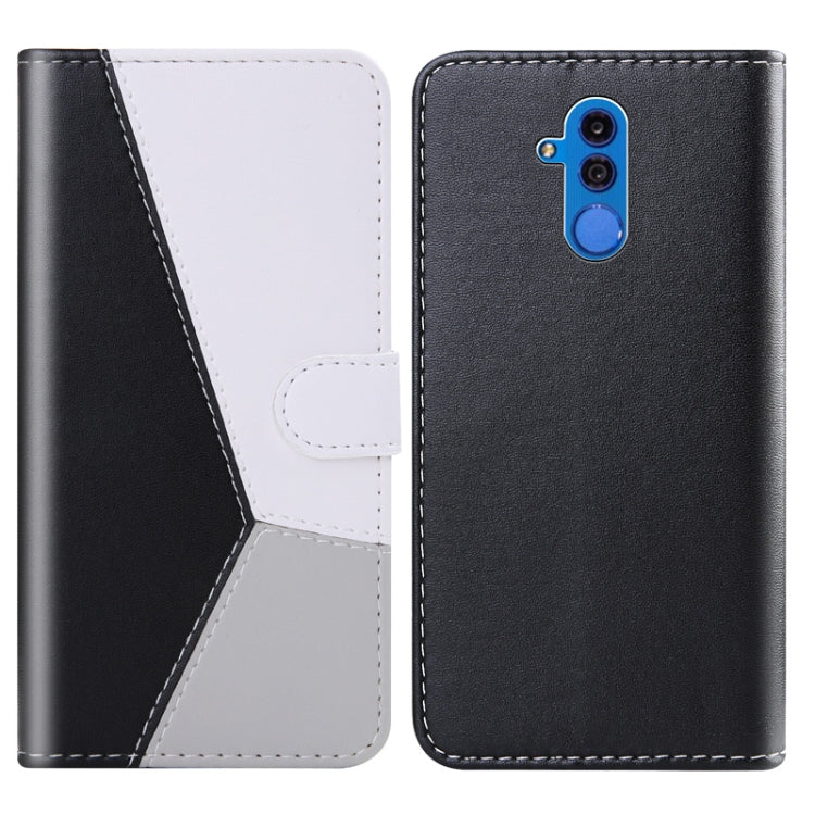 For Huawei Mate 20 Lite Tricolor Stitching Horizontal Flip TPU + PU Leather Case with Holder & Card Slots & Wallet