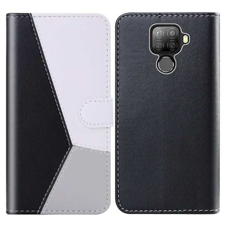 For Huawei Mate 30 Lite Tricolor Stitching Horizontal Flip TPU + PU Leather Case with Holder & Card Slots & Wallet