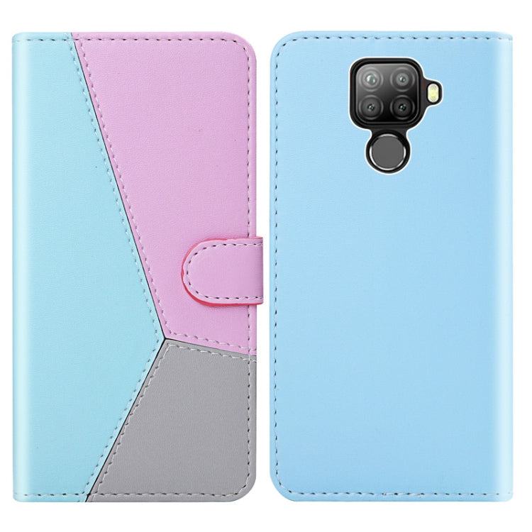 For Huawei Mate 30 Lite Tricolor Stitching Horizontal Flip TPU + PU Leather Case with Holder & Card Slots & Wallet
