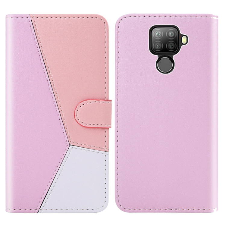 For Huawei Mate 30 Lite Tricolor Stitching Horizontal Flip TPU + PU Leather Case with Holder & Card Slots & Wallet
