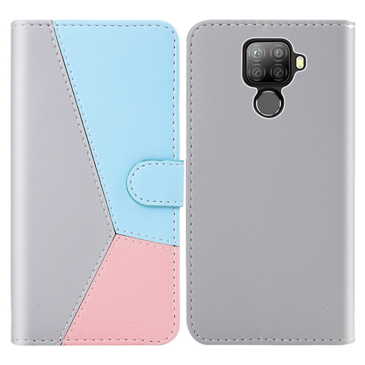 For Huawei Mate 30 Lite Tricolor Stitching Horizontal Flip TPU + PU Leather Case with Holder & Card Slots & Wallet